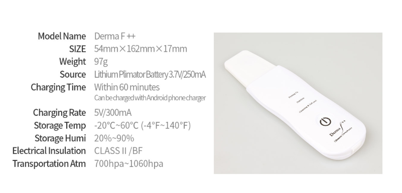 Derma F plus, 3 modes ultrasonic face scrubber 52